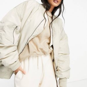 NWT ASOS Cream Oversized Padded Bomber Jacket